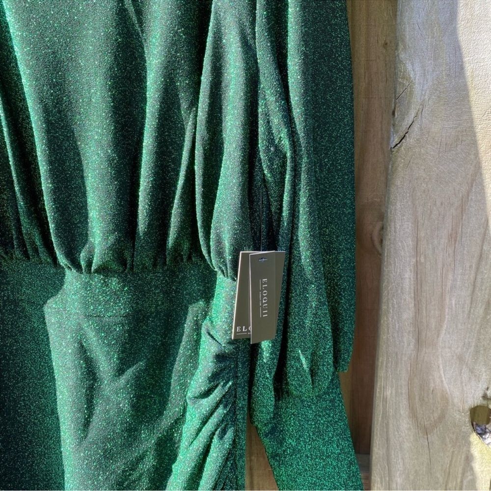 NWT‎ ELOQUII GREEN SPARKLE MAXI DRESS C27 - Picture 8 of 11